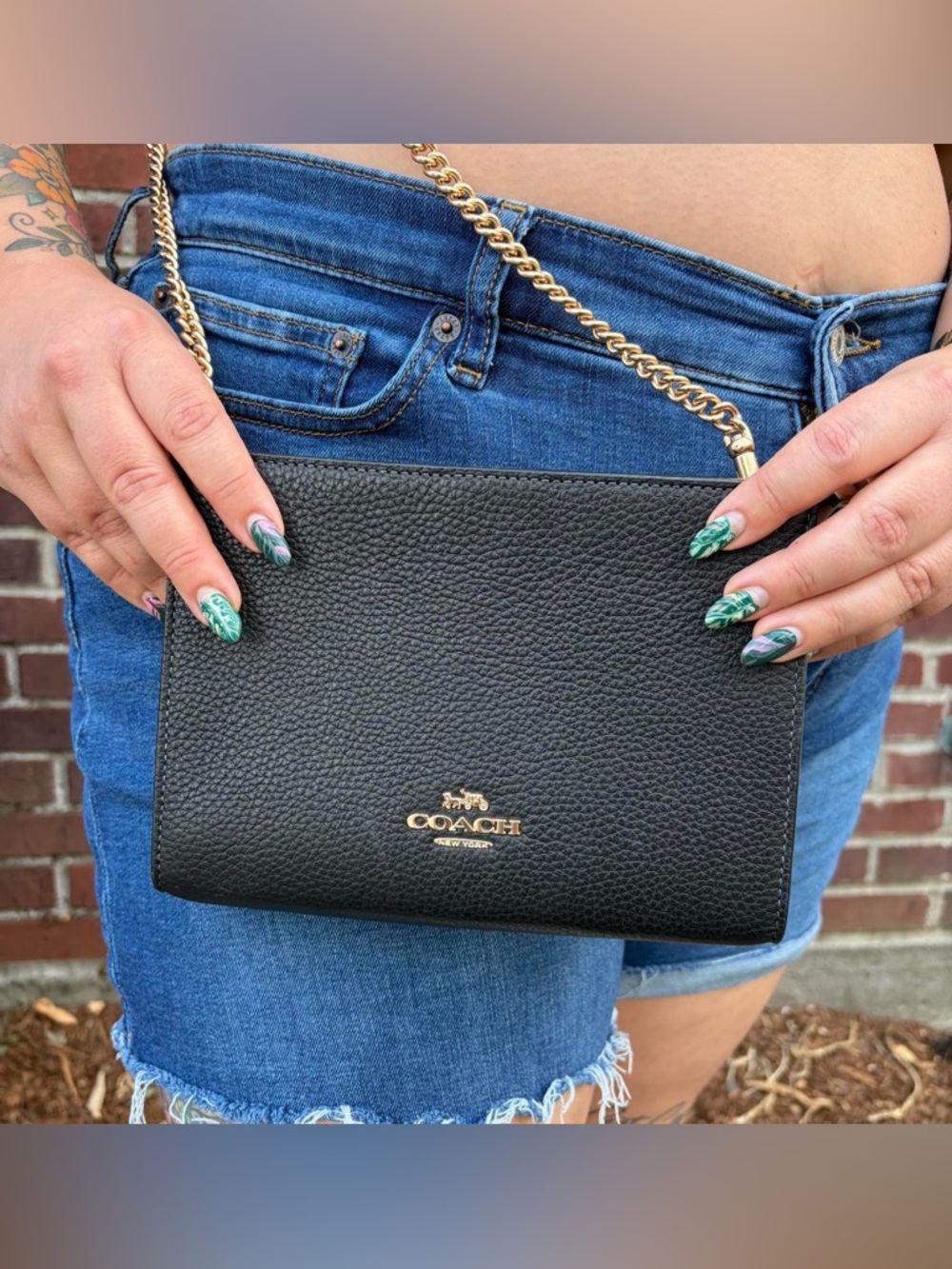 Coach Black Pebble Leather Slim Crossbody Bag